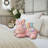 Grandma Bunny with Baby Bunnies - Personalized Grandma Faux Fur Shaped Pillow