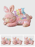 Grandma Bunny with Baby Bunnies - Personalized Grandma Faux Fur Shaped Pillow