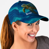 Turtle And Wave - Personalized Turtle Classic Cap