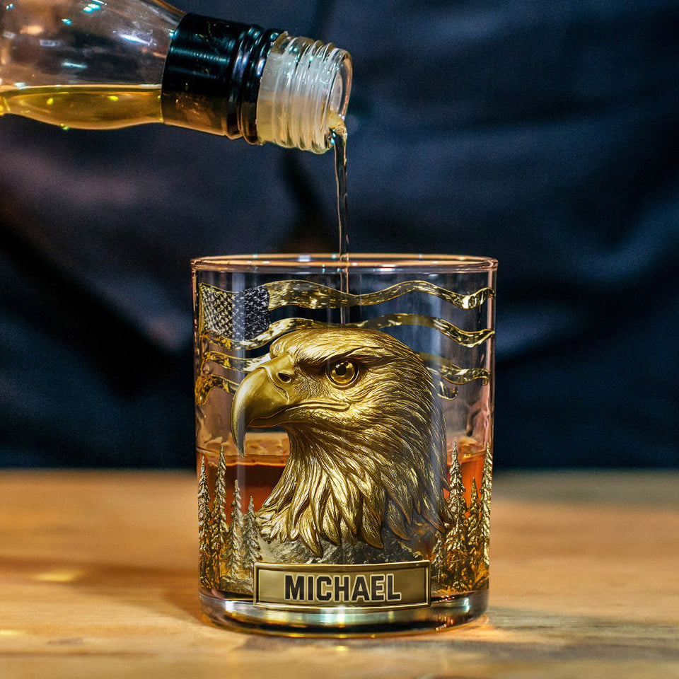 Majestic Eagle - Personalized Bald Eagle Whiskey Glass