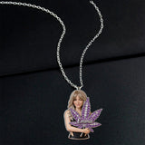 Custom Any Photo - Personalized Weed Shaped Metal Pendant Necklace
