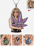 Custom Any Photo - Personalized Weed Shaped Metal Pendant Necklace