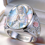 Our Lady's Eternal Glow - Personalized Christian Signet Ring