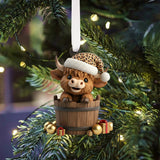 Christmas Highland Cow - Personalized Highland Cow Folded Advent Calendar With Ornaments