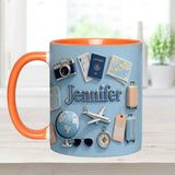 Just A Girl Who Loves Travelings - Personalized Travelling Accent Mug & Coaster