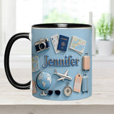 Just A Girl Who Loves Travelings - Personalized Travelling Accent Mug & Coaster