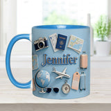 Just A Girl Who Loves Travelings - Personalized Travelling Accent Mug & Coaster