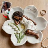 Sleeping Blossom Tray - Personalized Flower Lover Catch-All Tray