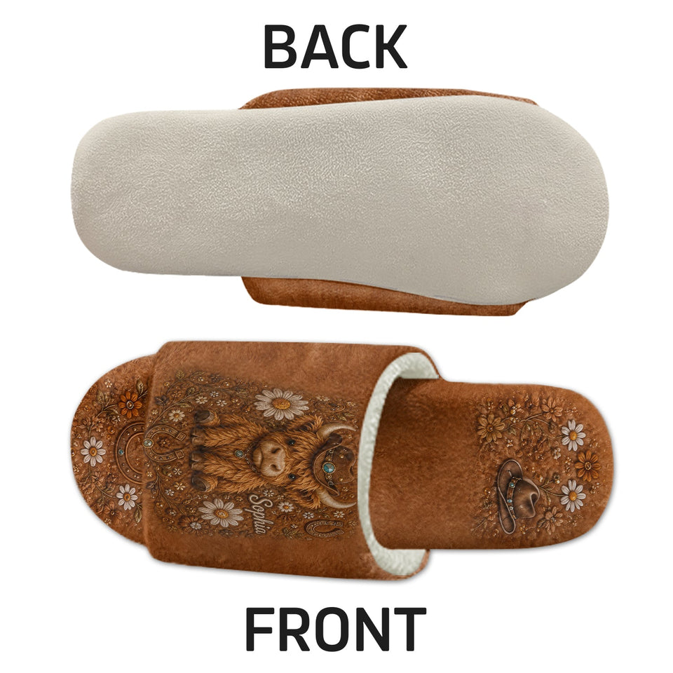 Adorable Highland Cow - Personalized Highland Cow Open-Toe Slippers