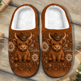 Adorable Highland Cow - Personalized Highland Cow Open-Toe Slippers