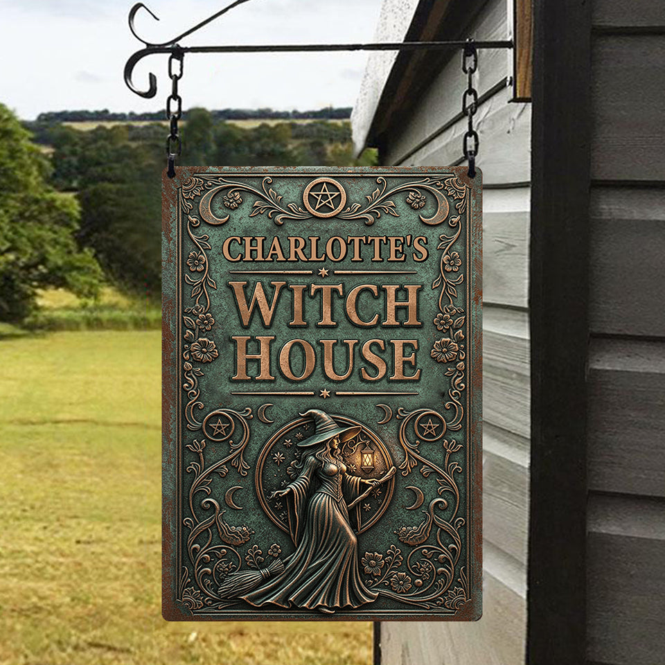 Witch House - Personalized Witch Rectangle Metal Sign