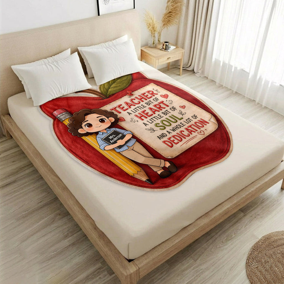 Teacher Gift Idea - Personalized Teacher Shaped Fleece Blanket