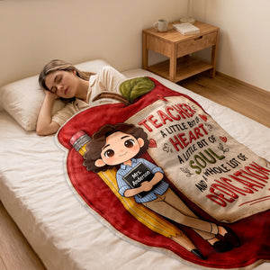 Teacher Gift Idea - Personalized Teacher Shaped Fleece Blanket