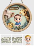 Cute Kid Room Door Sign - Personalized Kid Custom Shaped Wood Sign