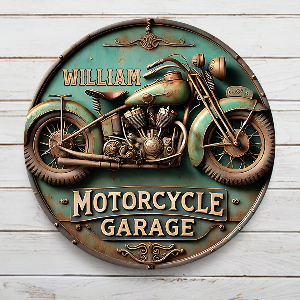 Motorcycle Lover - Personalized Biker Round Metal Sign