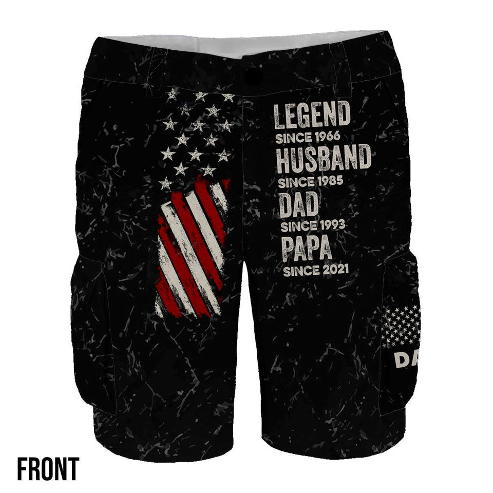 Legend Husband Dad And Grandpa - Personalized Father Cargo Shorts With Belt