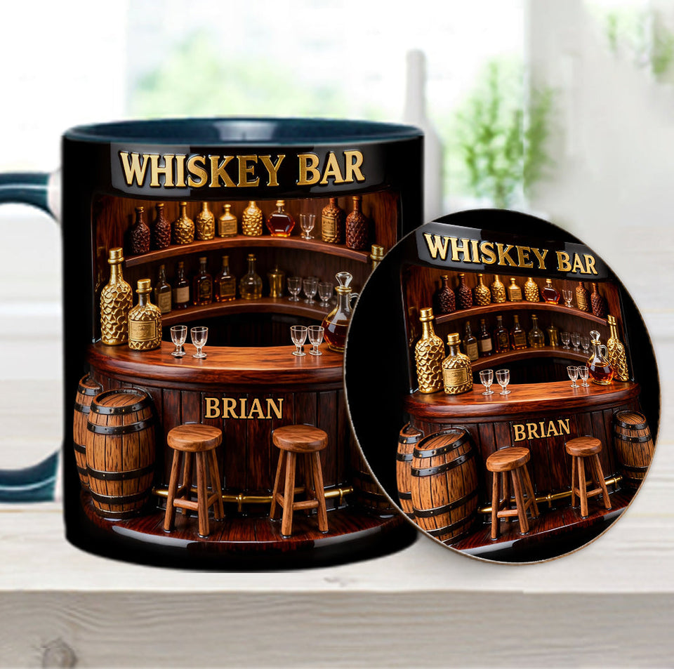 Whiskey Bar - Personalized Whisky Accent Mug & Coaster