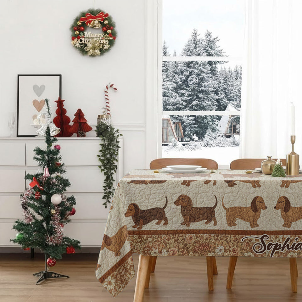 Love Dachshund - Personalized Dachshund Table Cloth Cover