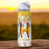 Pencil Alphabet Custom Name - Personalized Kid 2-In-1 Spout Water Bottle