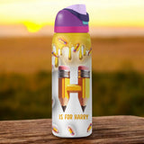 Pencil Alphabet Custom Name - Personalized Kid 2-In-1 Spout Water Bottle