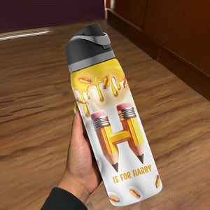 Pencil Alphabet Custom Name - Personalized Kid 2-In-1 Spout Water Bottle