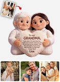 To My Grandma - Personalized Grandma Faux Fur Shaped Pillow