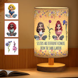 Sisters Are Different Flowers From The Same Garden - Personalized Sister Tableside Lamp With Wood Base