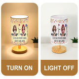 Sisters Are Different Flowers From The Same Garden - Personalized Sister Tableside Lamp With Wood Base