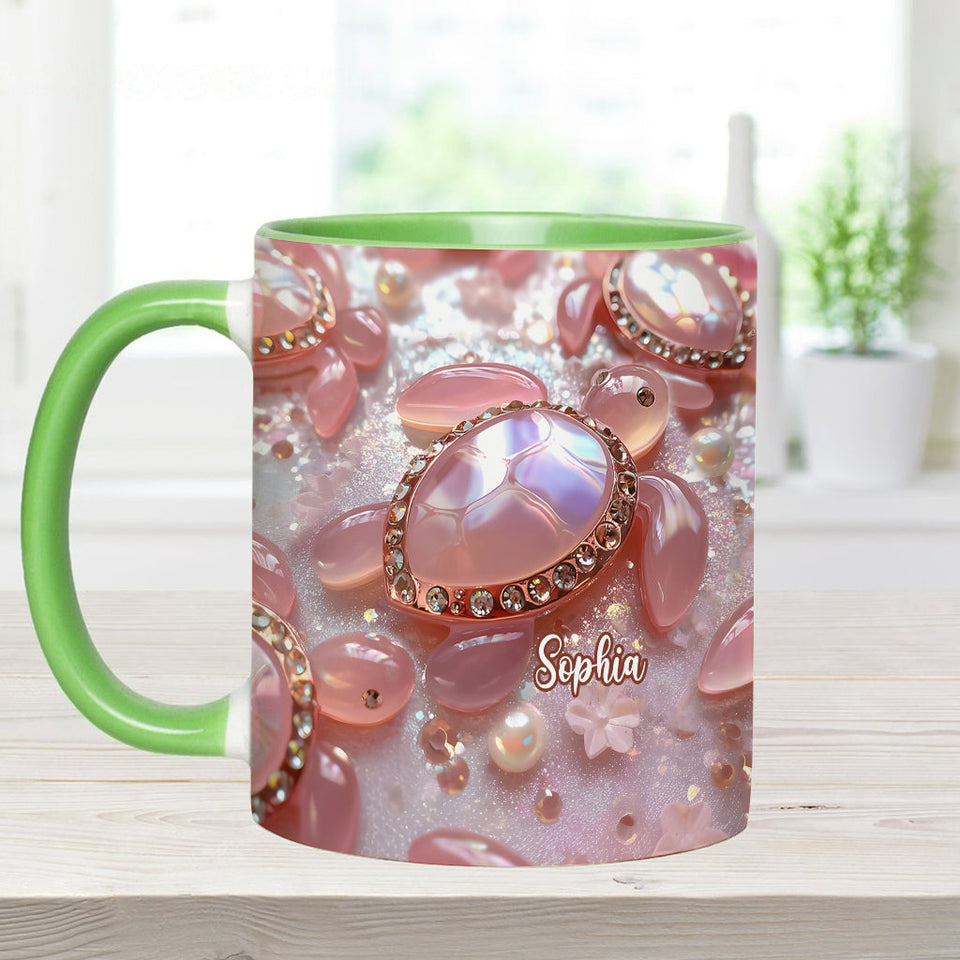 Pink Turtle - Personalized Turtle Accent Mug