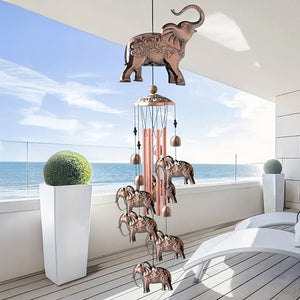 Bronze Elephant Wind Chimes with Bells
