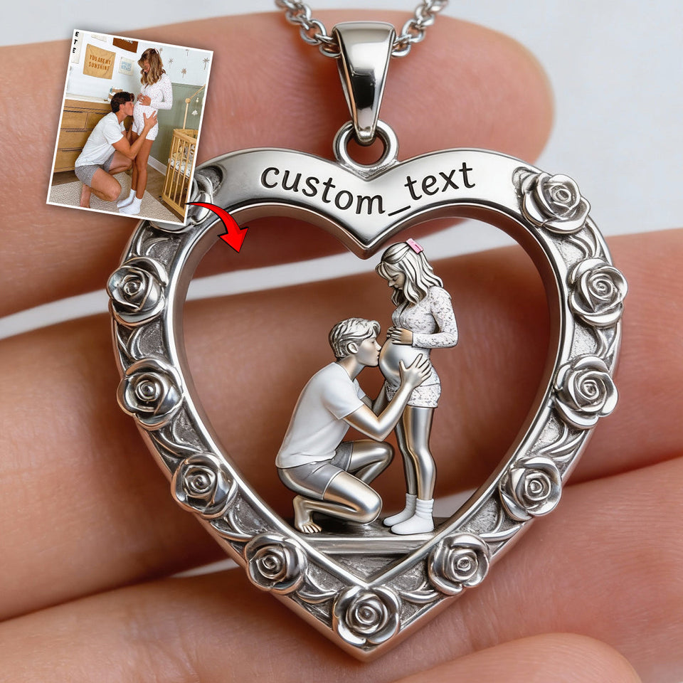 Best Family Ever - Personalized Family Shaped Metal Pendant Necklace