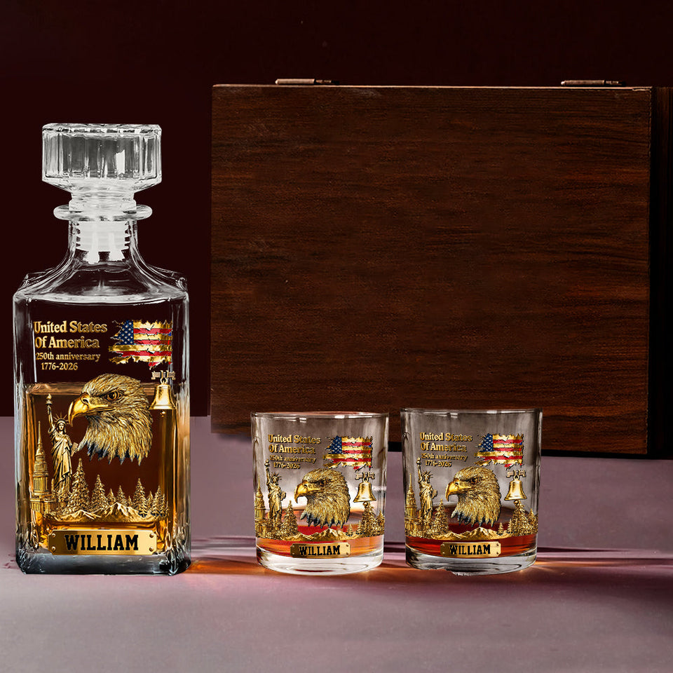 250th Anniversary - Personalized Bald Eagle Whiskey Glass