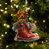 Dog Christmas Boots - Personalized Dog Custom Shaped Ornament