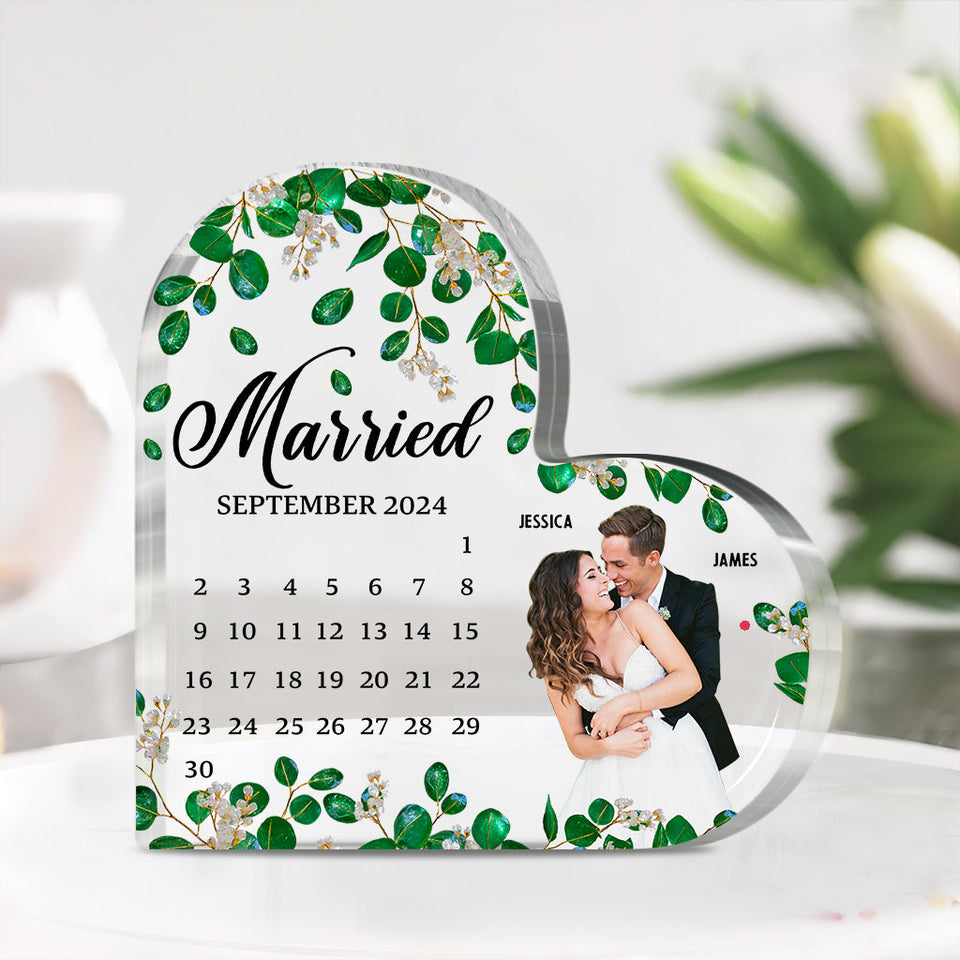 Married Calendar - Personalized Couple Custom Shaped Acrylic Plaque