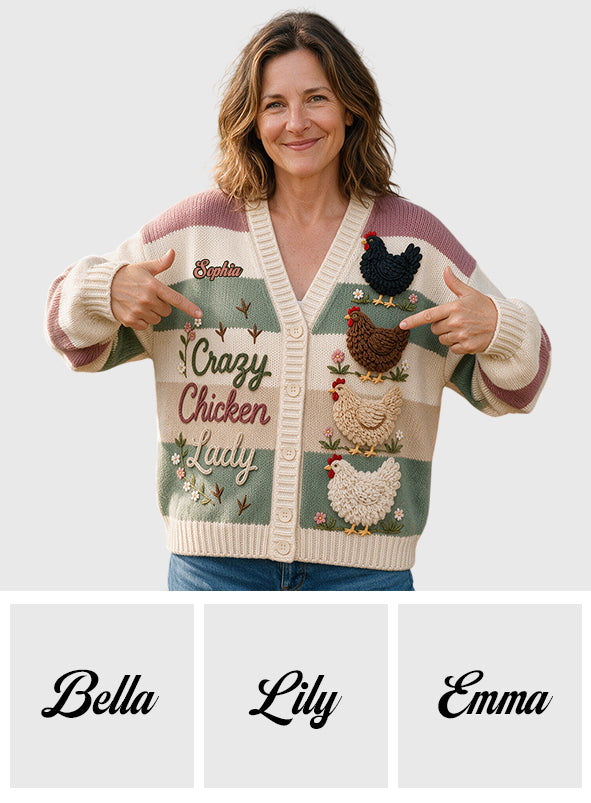 Crazy Chicken Lady - Personalized Chicken Cardigan Sweater