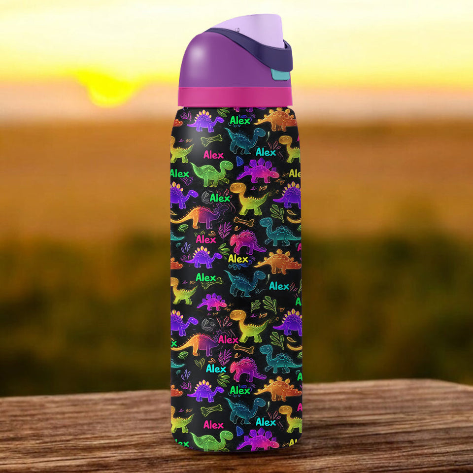 Dinosaur Drinkware for Kids - Personalized Kid 2-In-1 Spout Water Bottle