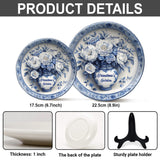 Classic Blue & White Grandma's Flower Garden - Personalized Grandma Ceramic Round Plate