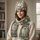Our Lady's Rose - Personalized Christian Knitted Beanie Hat and Scarf Set
