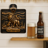Lion Dad And Kids - Personalized Father Wall Bottle Opener