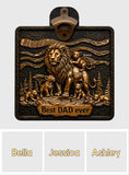 Lion Dad And Kids - Personalized Father Wall Bottle Opener