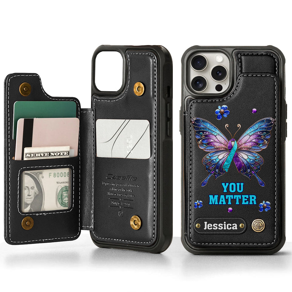 Vous comptez - Étui portefeuille personnalisé pour téléphone portable, conçu pour la prévention du suicide