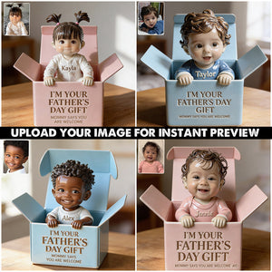 Personalized Black Baby Girl in Box Acrylic Plaque, Custom Taylor Father's Day Gift Keepsake Statue, Cute Newborn Son Daughter Table Decor from Mommy