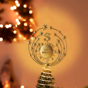 Merry Christmas 2025, Family Initial Custom - Personalized Family LED Light Tree Topper