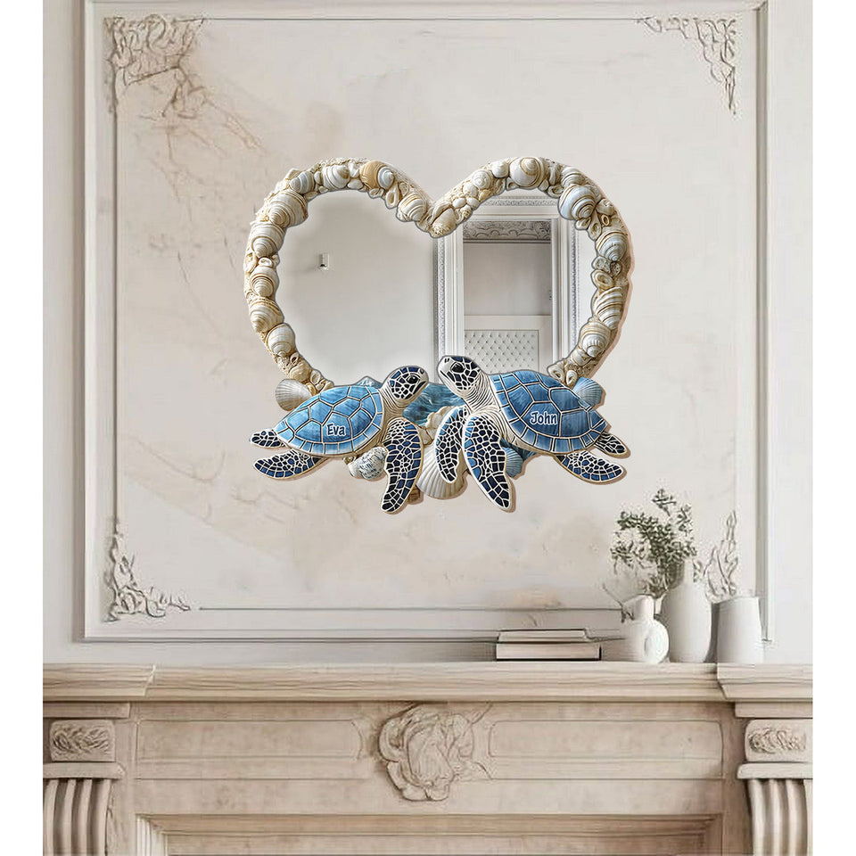 You & Me We Got This - Personalized Turtle Couple Wall Hanging Mirror