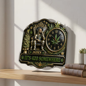 Any Photo It's 420 Here - Personalized Weed Acrylic Wall Clock