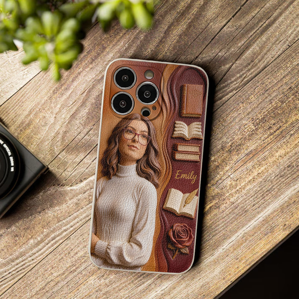 Custom Any Photo Love Books - Personalized Book 3D Embossed Leather Phone Case
