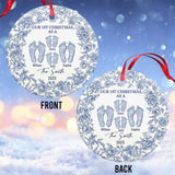 Our First Christmas - Personalized Family Ceramic Circle Ornament