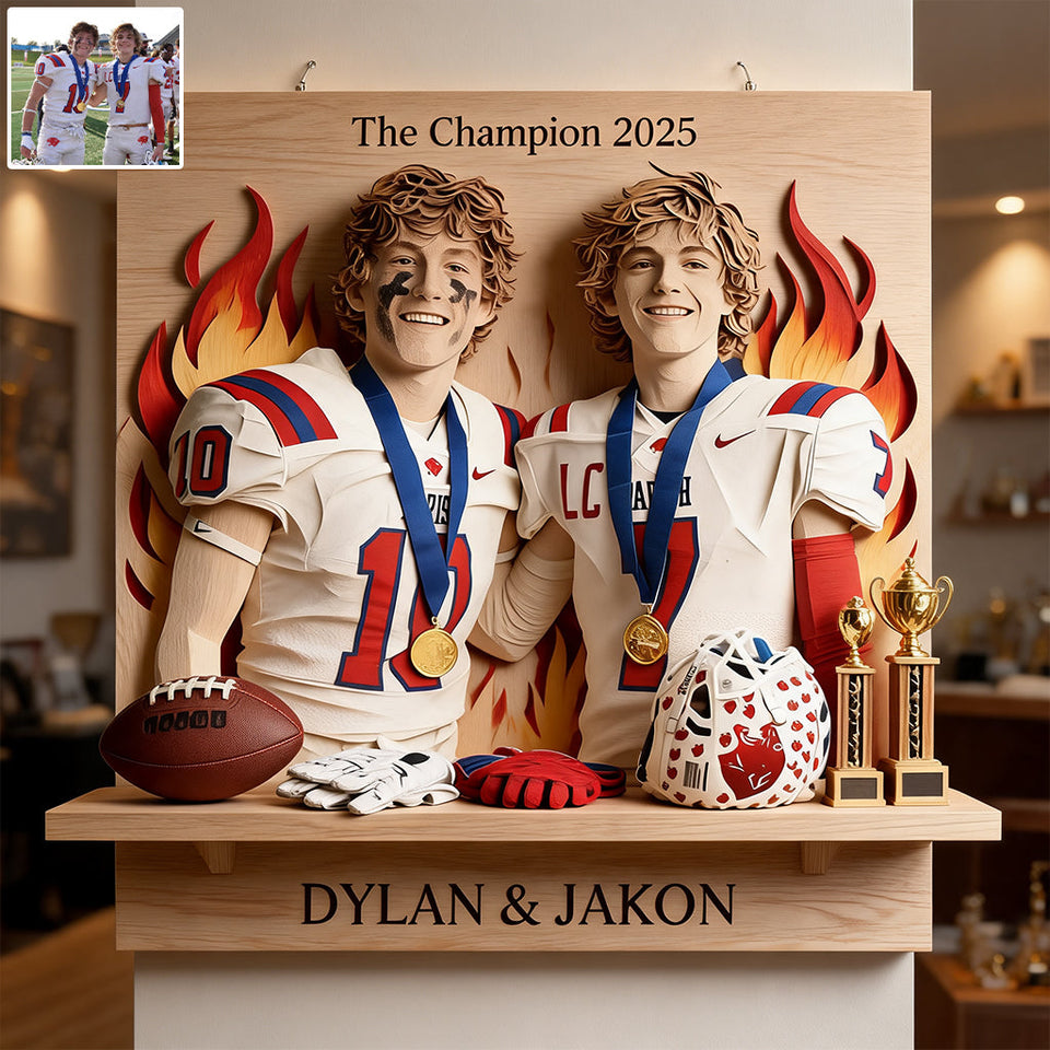 Football Teamfoot - Personalized Football Wooden Floating Shelf