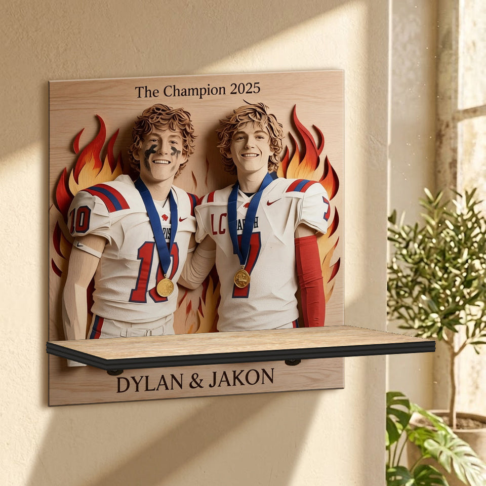 Football Teamfoot - Personalized Football Wooden Floating Shelf