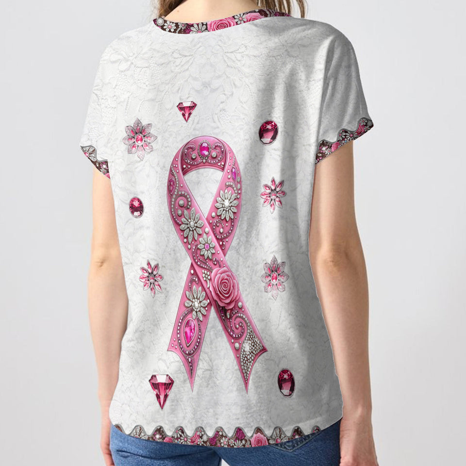 Breast Cancer Awareness - Personalized Breast Cancer Awareness Fully Printed V-Neck T-Shirt